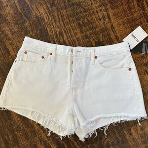 Re/Done The Short White High-Rise Cutoff Denim Shorts